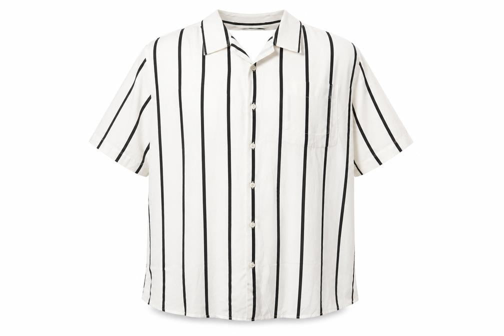 Hammond & Co Men's White Striped 2XL Cotton Short Sleeve Shirt