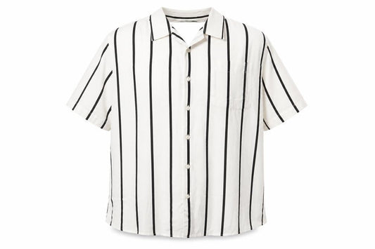 Hammond & Co Men's White Striped 2XL Cotton Short Sleeve Shirt