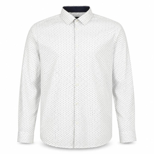 SELECTED HOMME Men's White Slim Fit Easy Iron Geometric Print Dress Shirt M