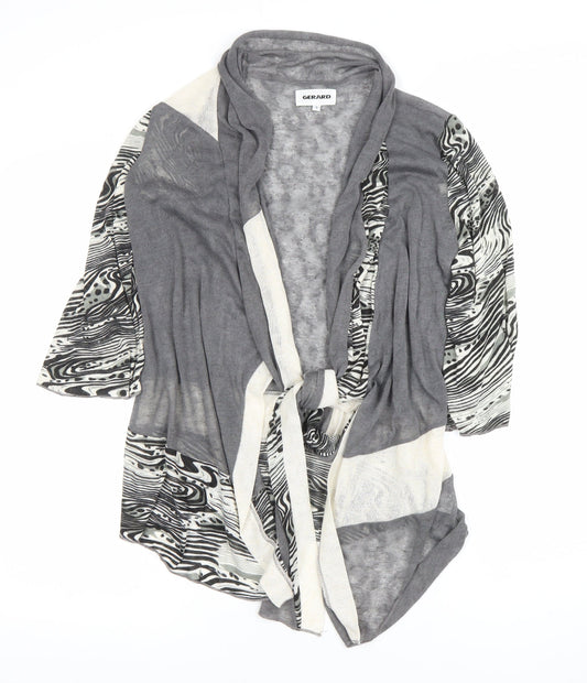 Gerard Women’s Grey Open Cardigan S Animal Print Knit