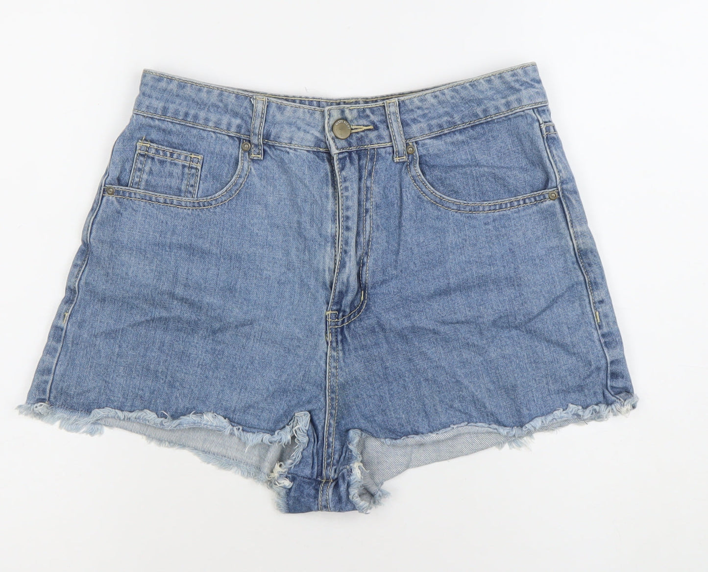 6IXTY8IGHT Women Blue Denim Cut-Off Shorts Size 10 High Rise