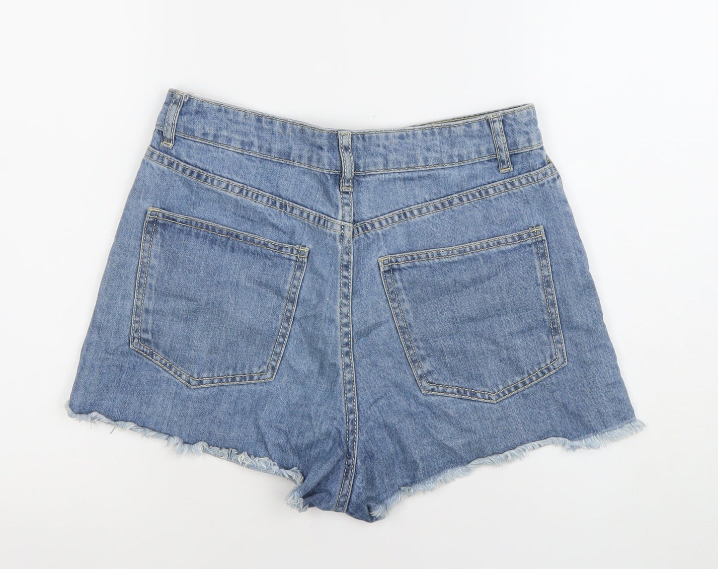 6IXTY8IGHT Women Blue Denim Cut-Off Shorts Size 10 High Rise