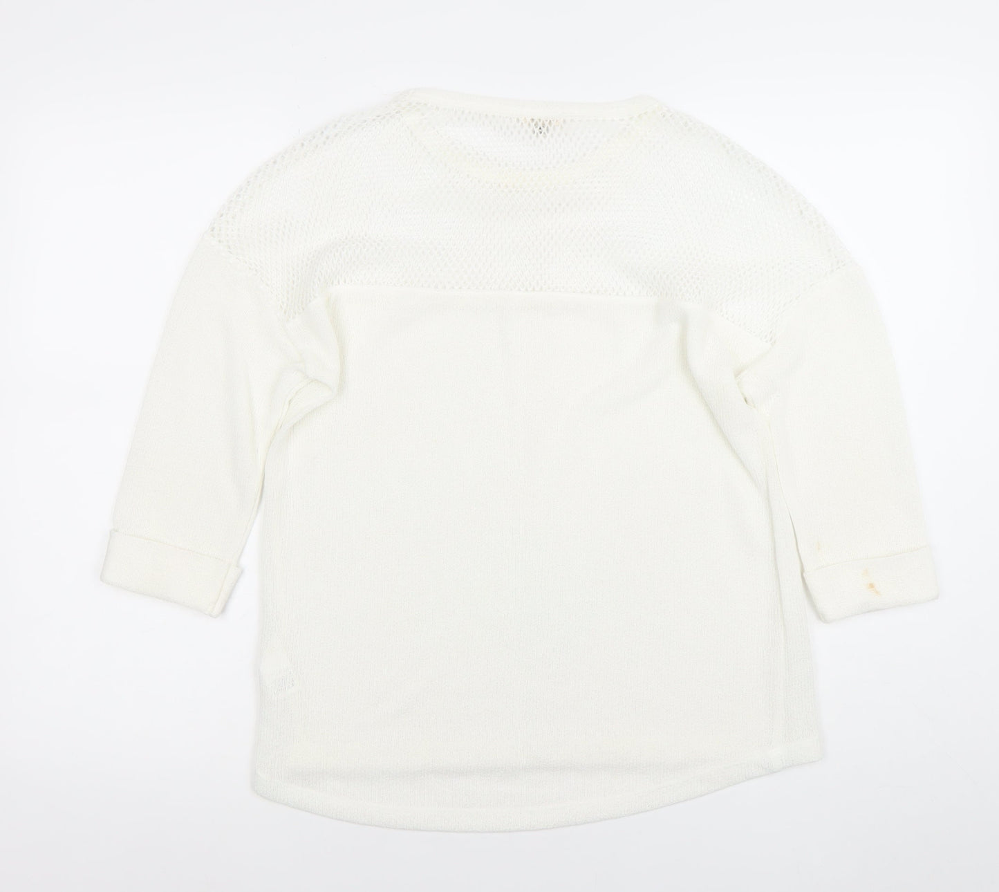 River Island Women’s White Knit Blouse Size 12 3/4 Sleeve