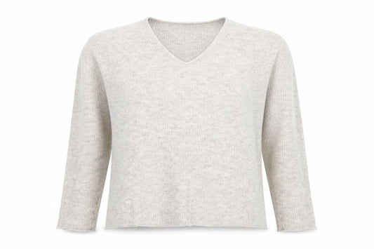 Vero Moda Women's Beige Wool Blend V-Neck Knit Jumper Size M