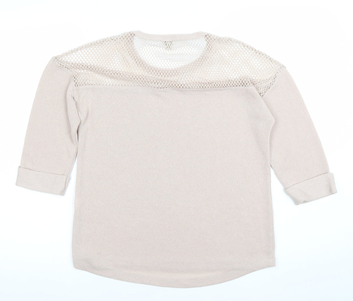 River Island Women’s Beige Mesh Knit Jumper Size 12 3/4 Sleeve