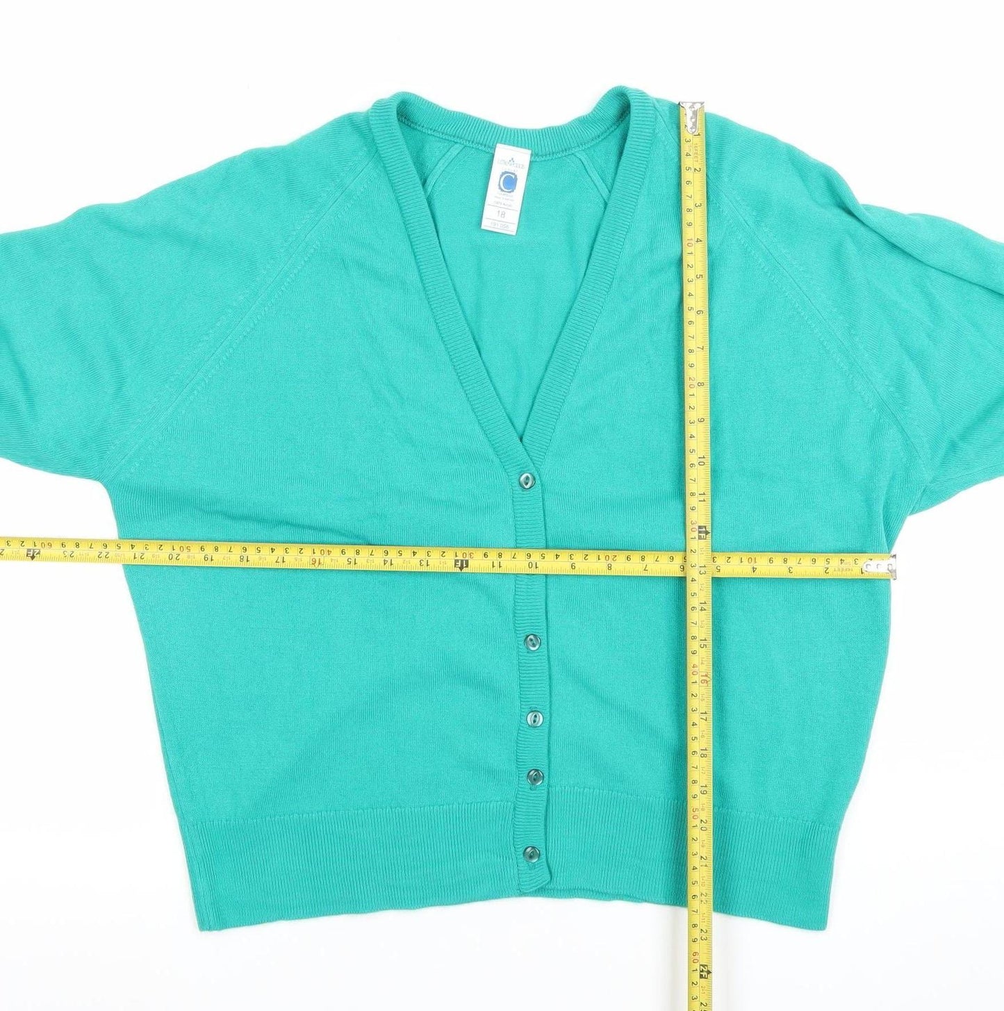 Courtelle Women's Green V-Neck Button Cardigan Size 18