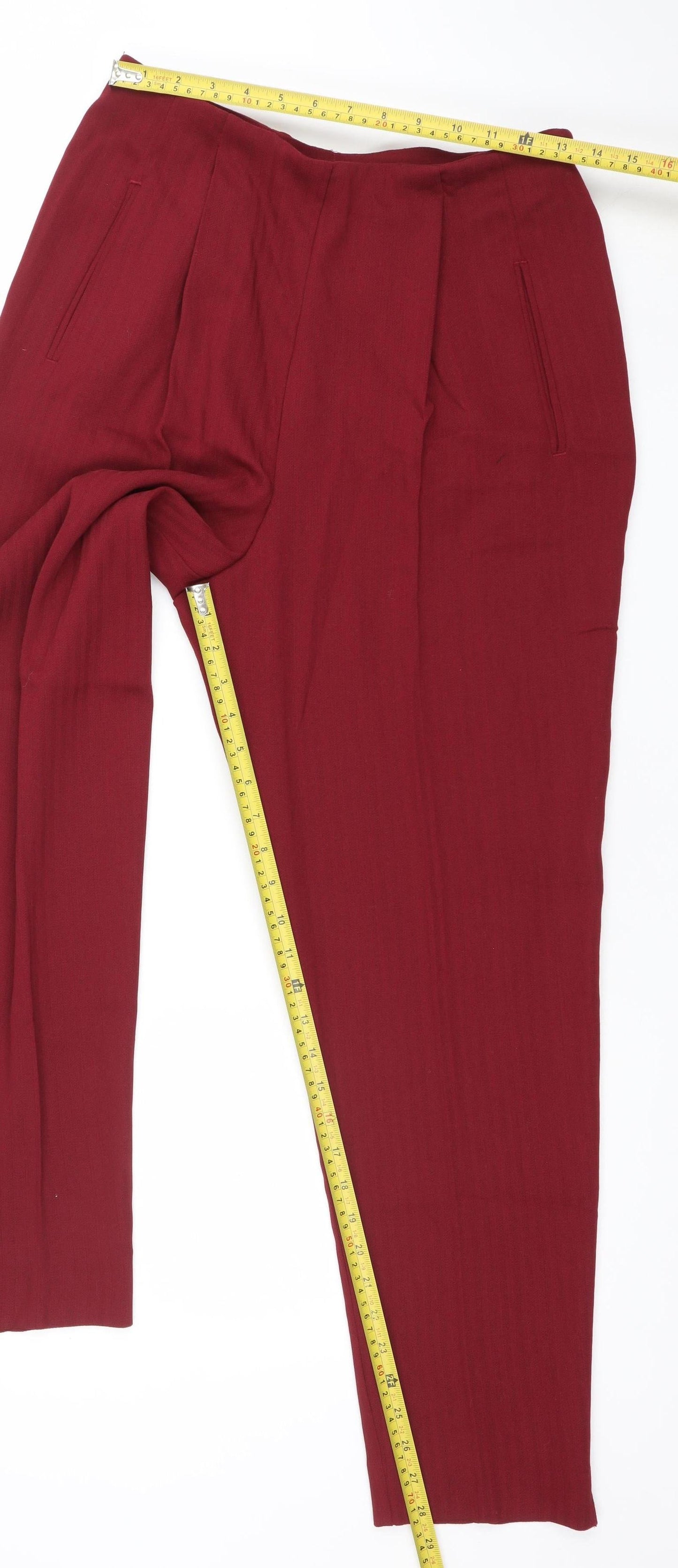 Marks and Spencer Women’s Red Pleated Stretch Trousers Size 14