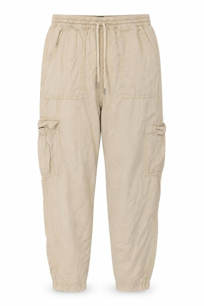 Opus Women's Beige Lyocell Cargo Trousers Size 8 Elastic Waist