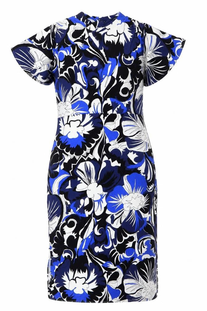 Karen Millen Women's Blue Floral One Shoulder Bodycon Dress Size 12