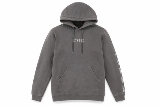 STATUS Men's Grey Pullover Hoodie Size M Logo Graphic Cotton Blend
