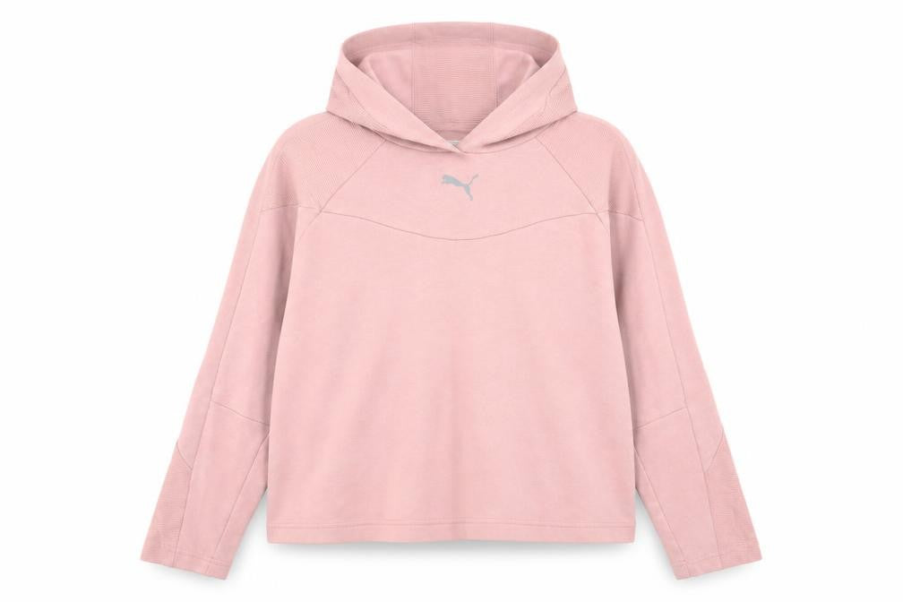 Puma Women Pink Hooded Pullover Sweatshirt Size L Cotton Blend