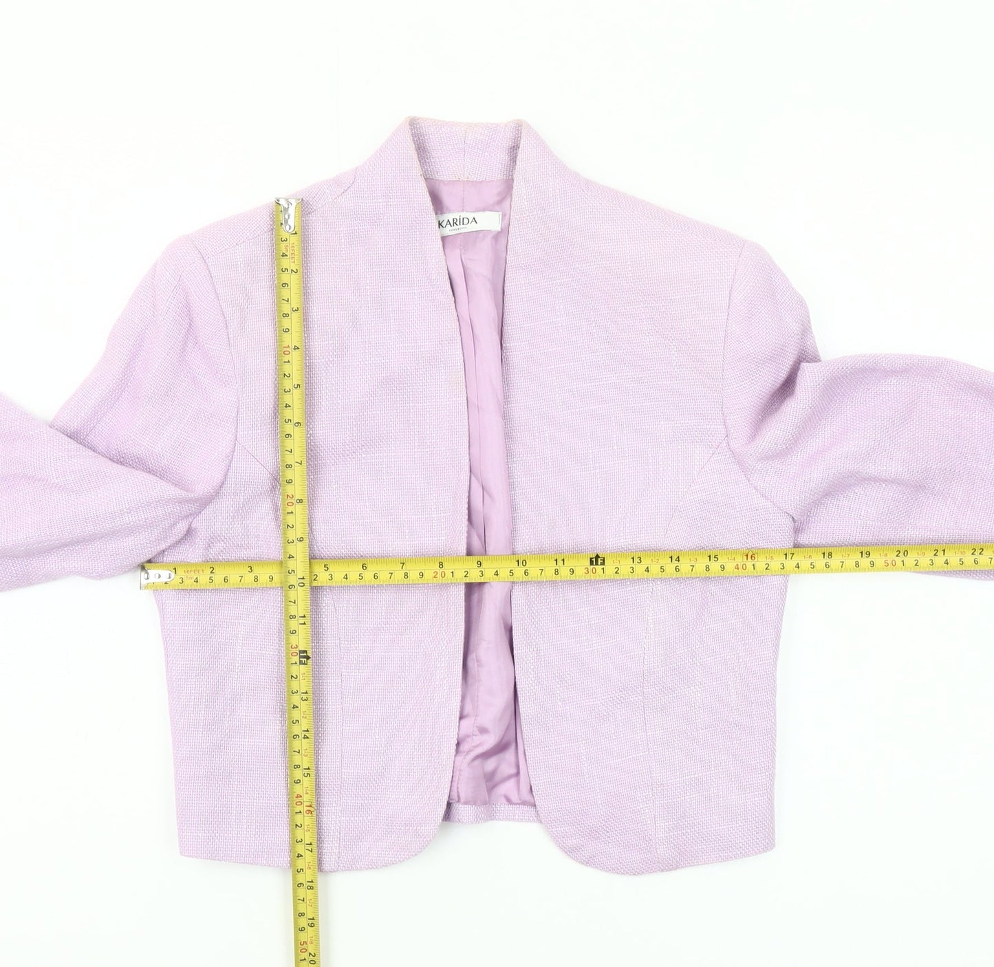 Karida Women’s Lilac Cropped Blazer Jacket Size 10 Cotton Blend