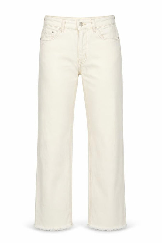 MNG Women's Ivory Straight Jeans Size 6 Sienna Style Frayed Hem