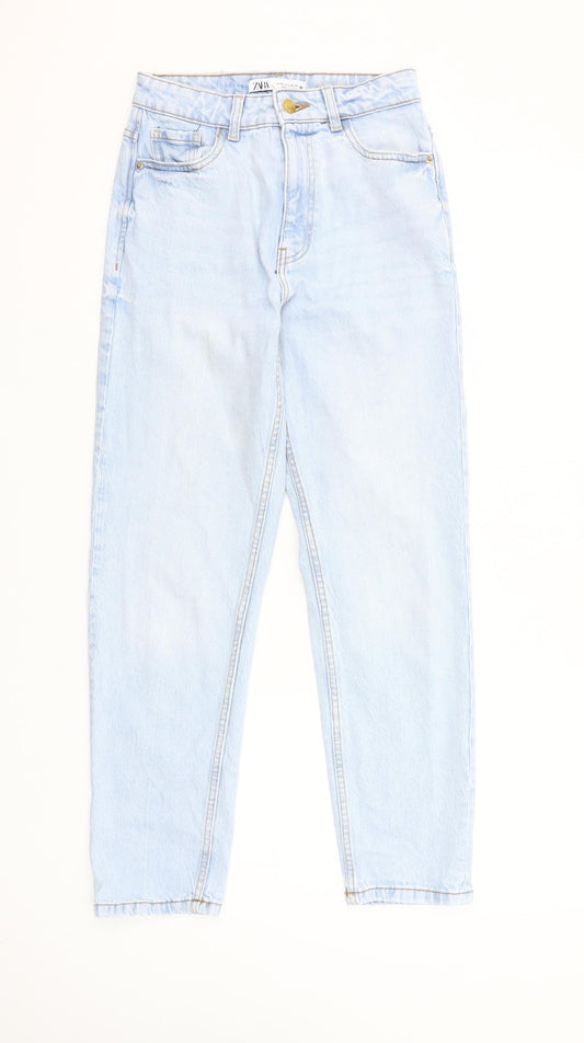 Zara Women Blue High Rise Mom Jeans Size 6 Light Wash Denim