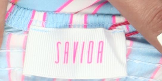 Savida Women’s Multicoloured Striped Cotton Midi A-Line Dress Size S