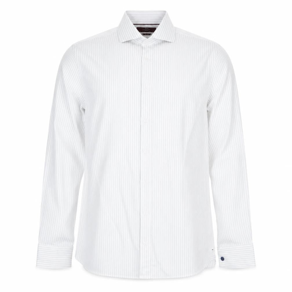 Marks & Spencer Men's White Striped 14.5 Tailored Cotton Shirt