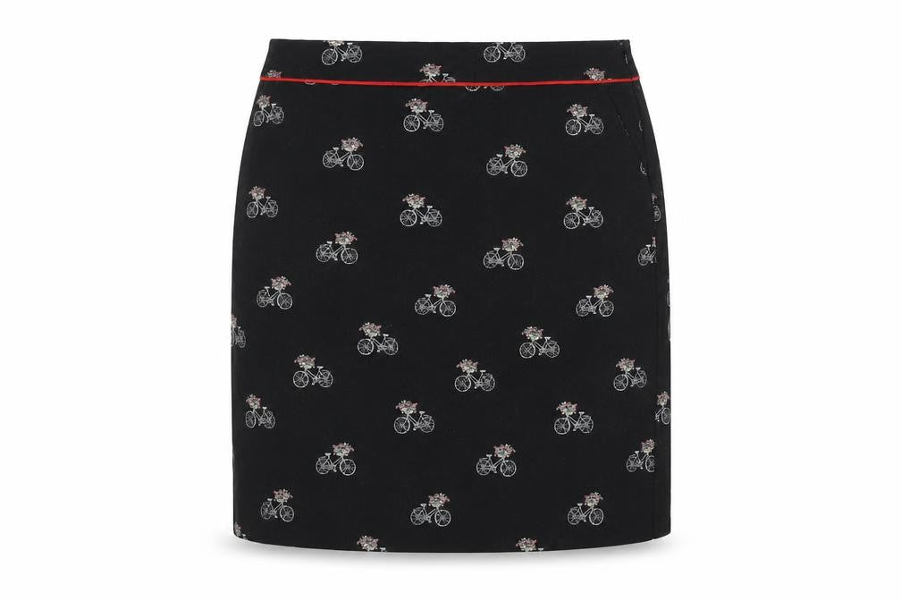 Laura Ashley Womens Black Bicycle Print Cotton Pencil Skirt Size 10
