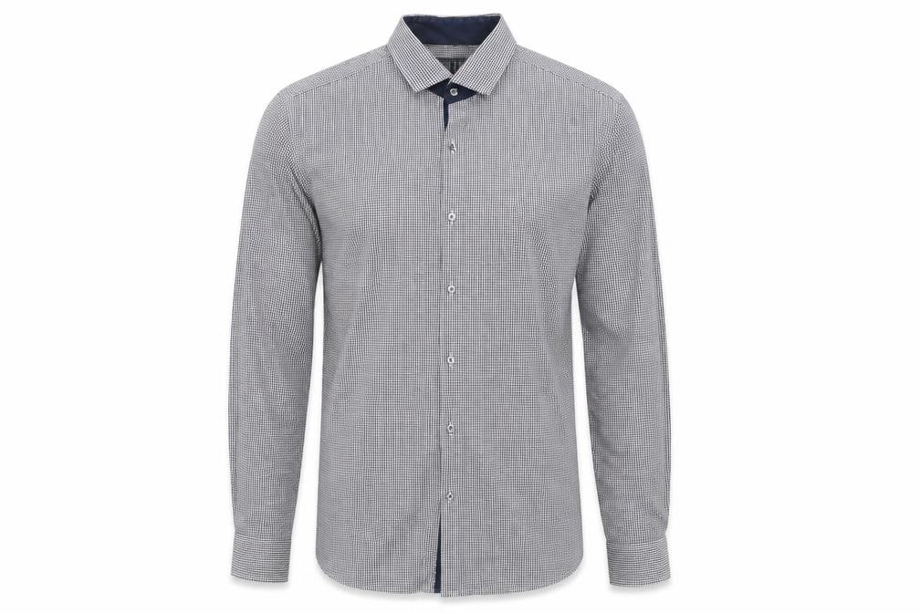 Marks & Spencer Men's Blue Check Slim Fit Long Sleeve Button-Up Shirt Size 16