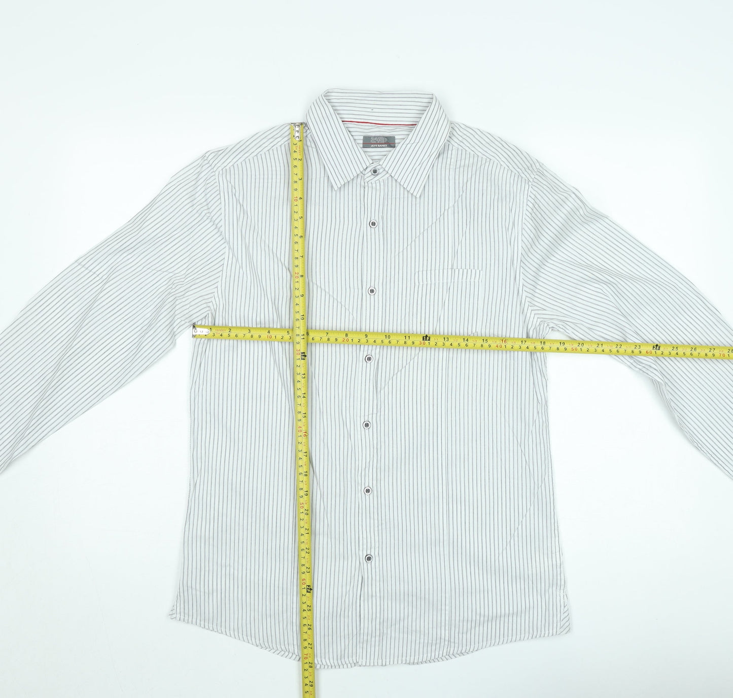 Jeff Banks Men's White Striped Long Sleeve Button-Up Shirt M