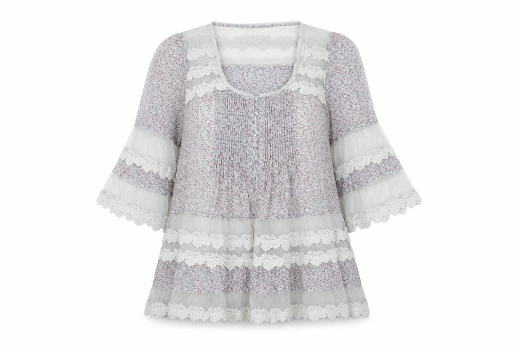 Darling Womens Multicoloured Floral Lace Trim Tunic Blouse M