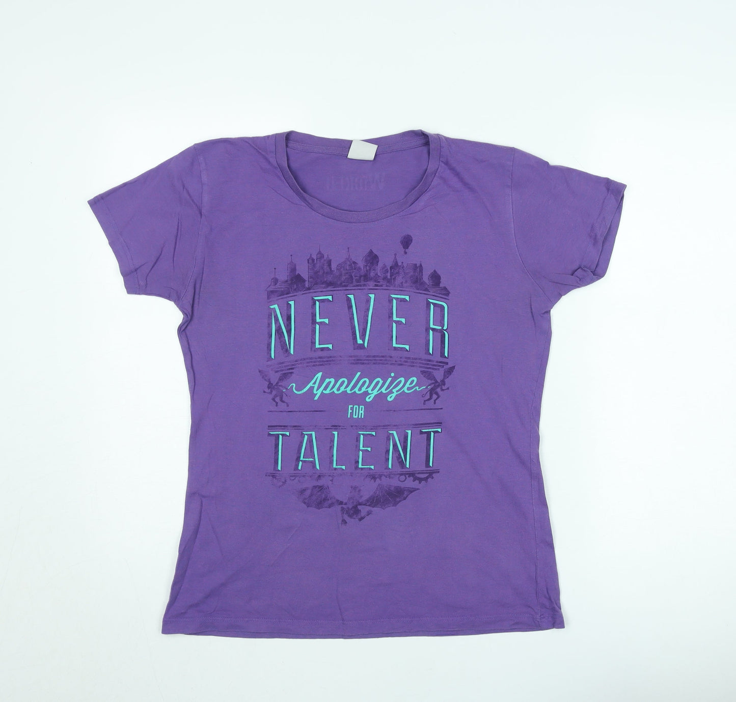 Wicked Women Purple Crew Neck T-Shirt Classic Fit Size S Short Sleeve