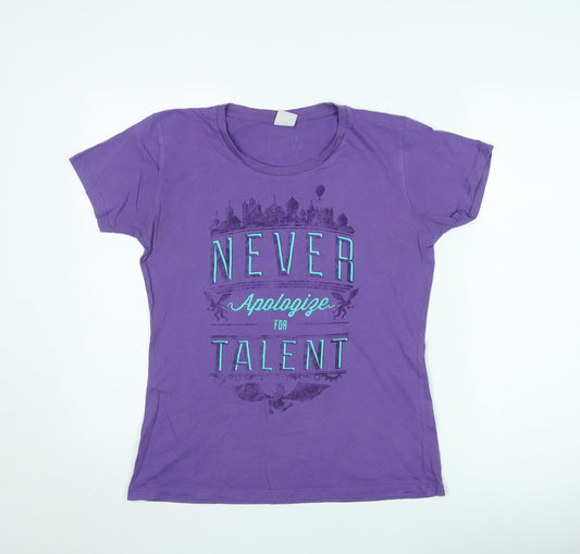 Wicked Women Purple Crew Neck T-Shirt Classic Fit Size S Short Sleeve