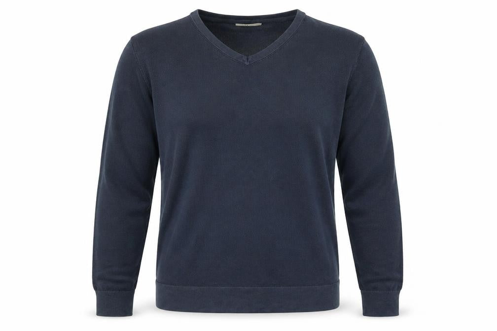 H.E. by Mango Men's Blue Cotton V-Neck Jumper Size L