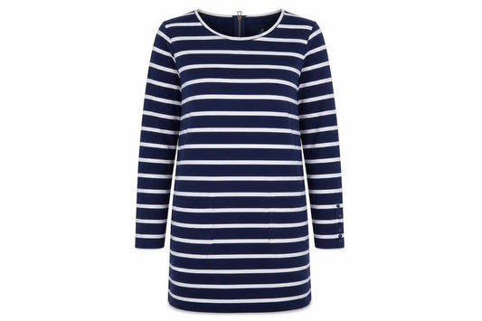 Kangol Women’s Blue White Striped Shift Dress Size 10 Long Sleeve Casual