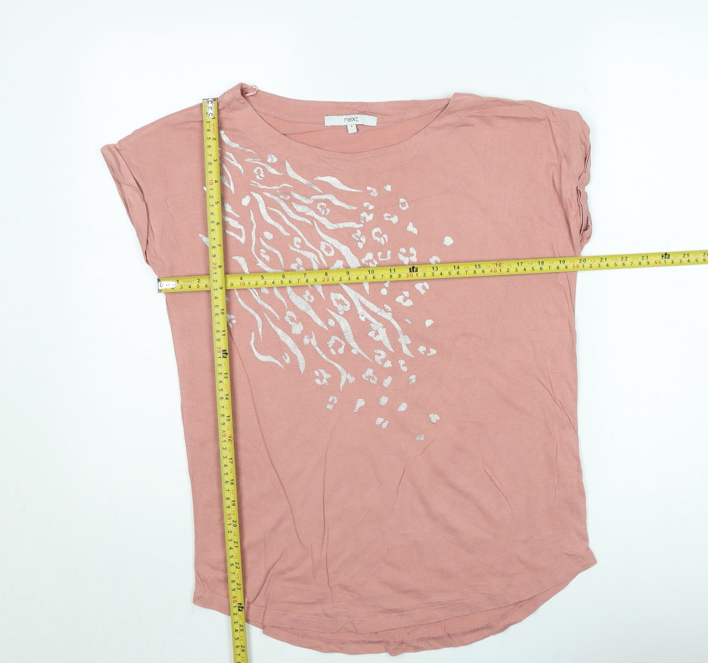 Next Women's Pink Animal Print Cotton T-Shirt Size 8