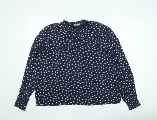 Marks and Spencer Womens Blue Polka Dot Long Sleeve Blouse Size 20