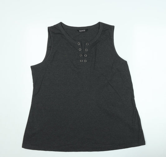 Bloomchic Women’s Black Plus Size 22 Sleeveless Henley Cotton Tank Top