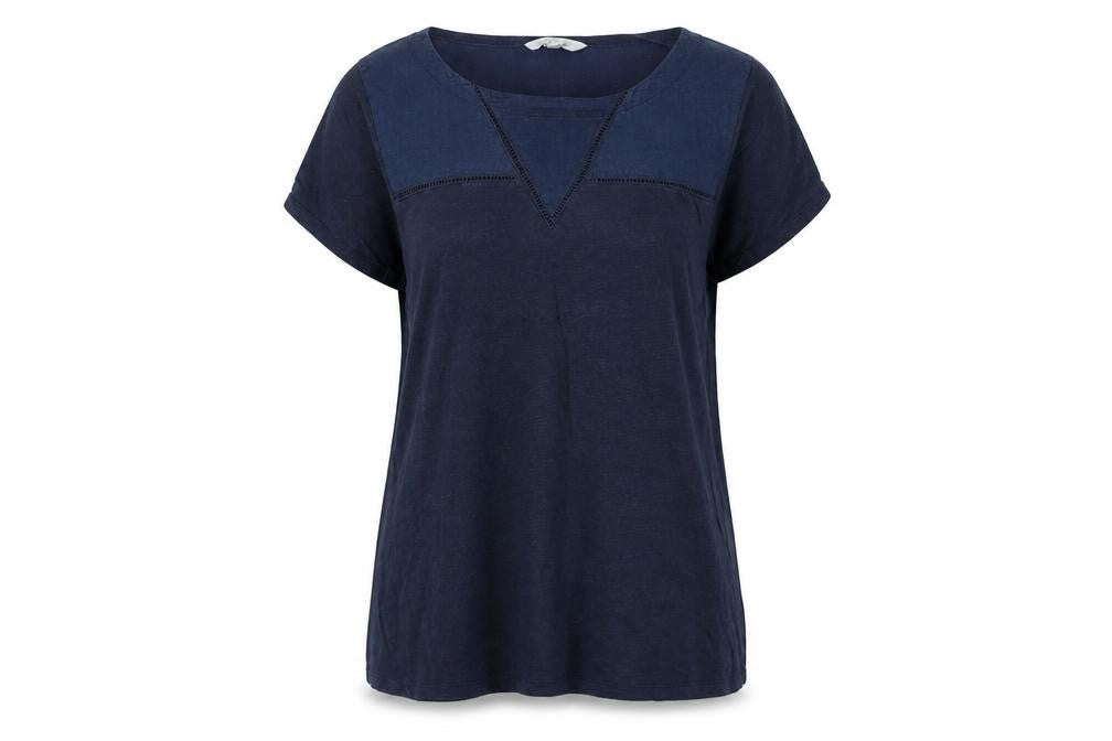 White Stuff Women's Blue Short Sleeve Cotton Lyocell Blouse Size 12