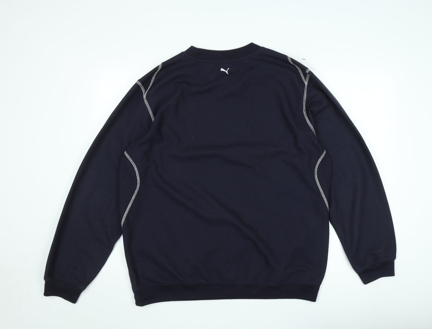 Puma Men's Black Crew Neck Sweatshirt L Logo Print Pullover