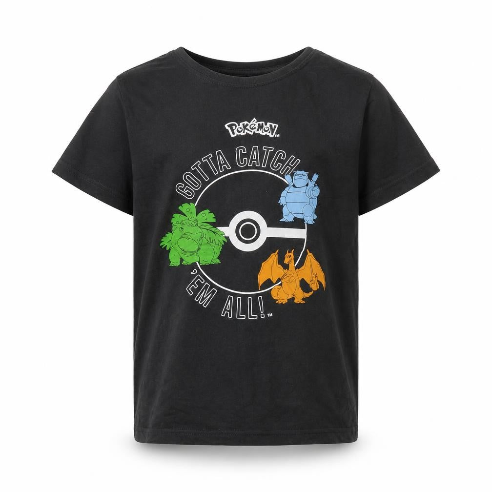 Pokémon Boys Black Graphic T-Shirt 9-10 Years Short Sleeve Crew Neck