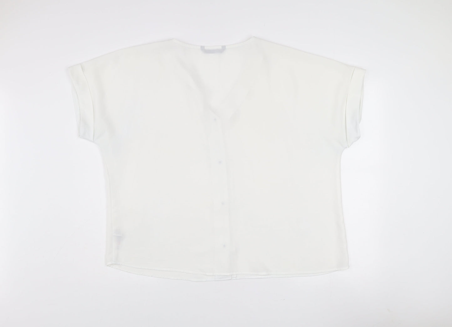 Dunnes Stores Women’s Ivory Button Blouse XL V-Neck Short Sleeve Top