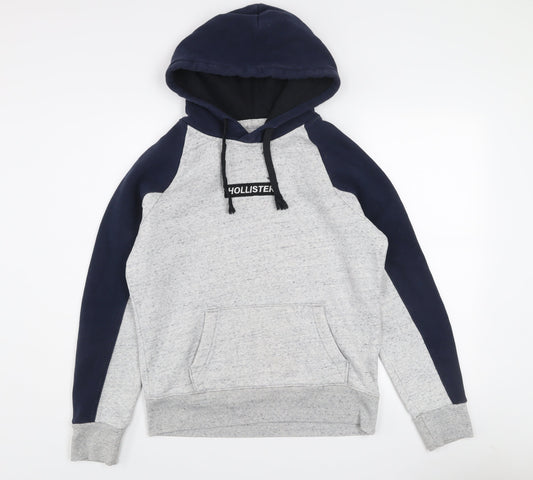 Hollister Mens Grey XS Pullover Hoodie Fleece Logo Sweatshirt