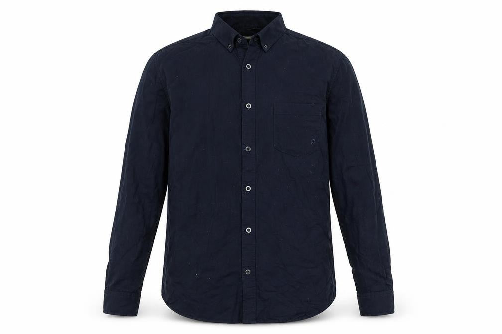 Lafine Men's Blue Regular Fit Long Sleeve Button-Up Cotton Shirt