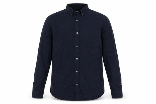 Lafine Men's Blue Regular Fit Long Sleeve Button-Up Cotton Shirt