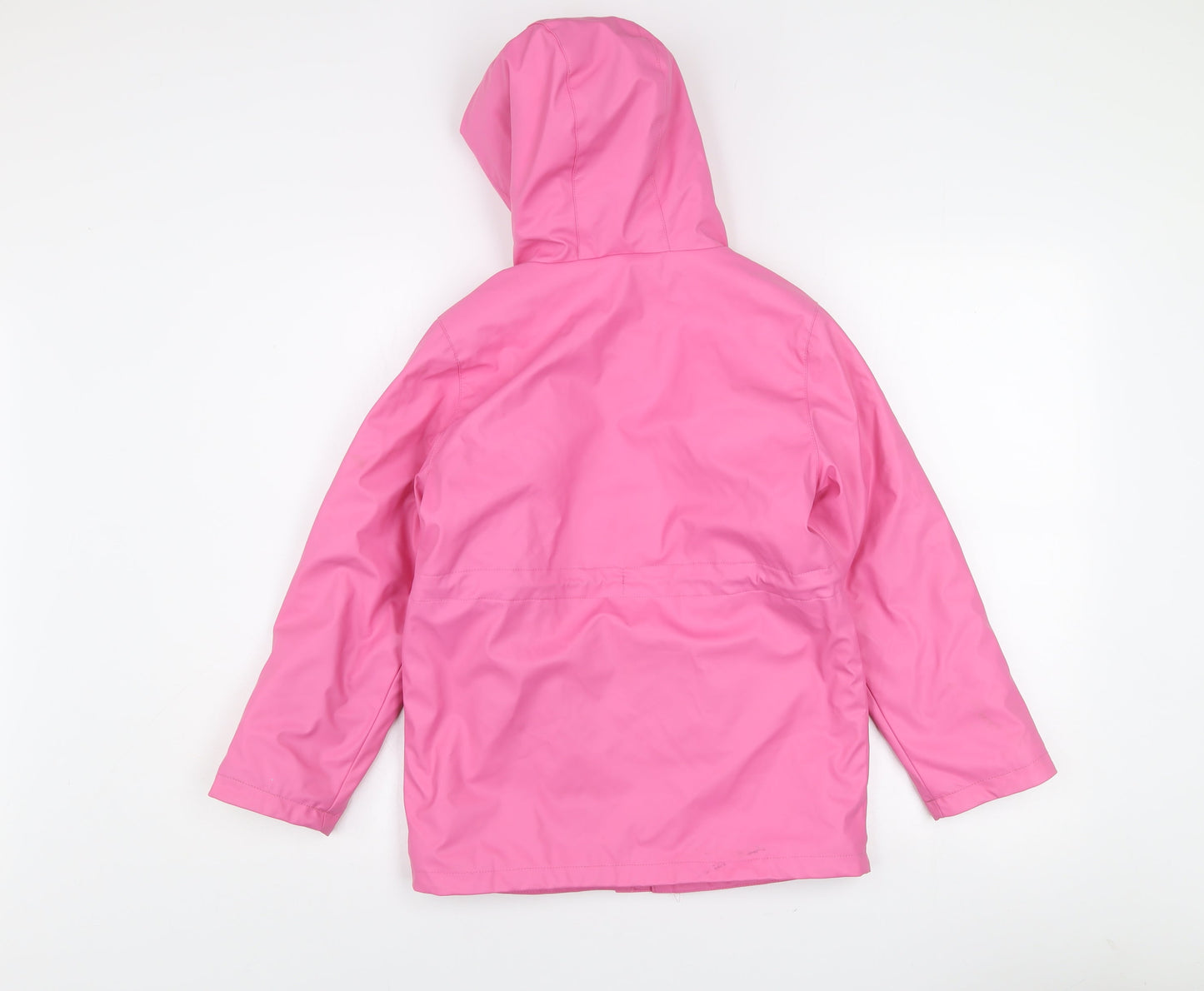 John Lewis Girls Pink Hooded Waterproof Rain Coat Age 9 Years Lined Polyester