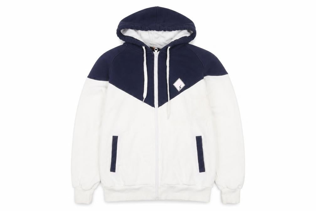 Buddy Men’s Blue & White Full Zip Hooded Cotton Jacket L