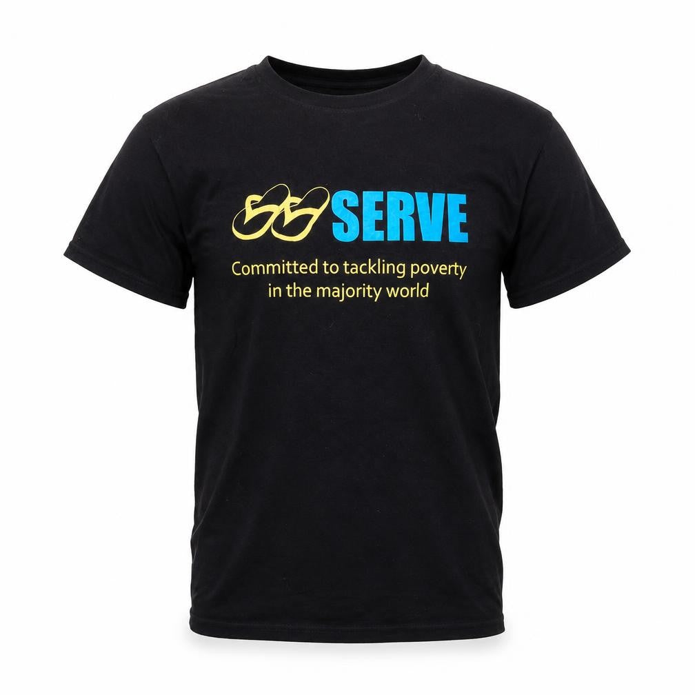 Fair Share Men's Black Organic Cotton Serve Charity T-Shirt Small