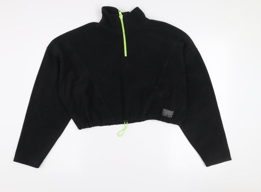 Y2K London Black Fleece Women's L 1/2 Zip Pullover Sweatshirt