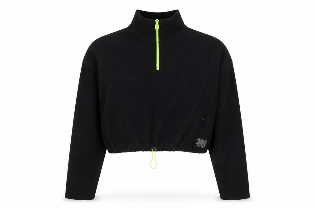 Y2K London Black Fleece Women's L 1/2 Zip Pullover Sweatshirt