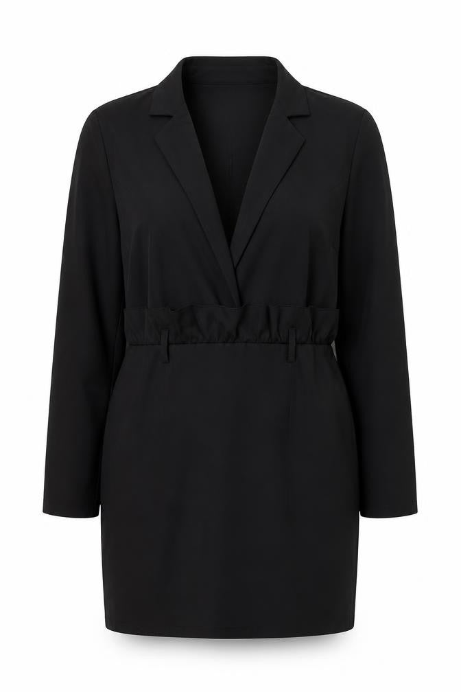 PRETTYLITTLETHING Women Black Size 16 Jacket Dress Ruffle Detail