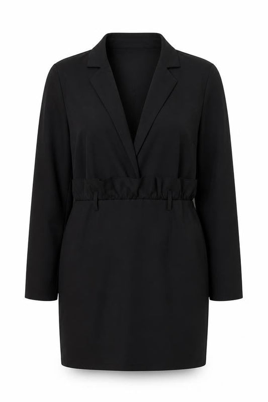 PRETTYLITTLETHING Women Black Size 16 Jacket Dress Ruffle Detail
