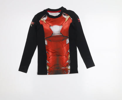 Front view of Sondico boys’ iron man long sleeve compression t-shirt 7-8 years red marvel