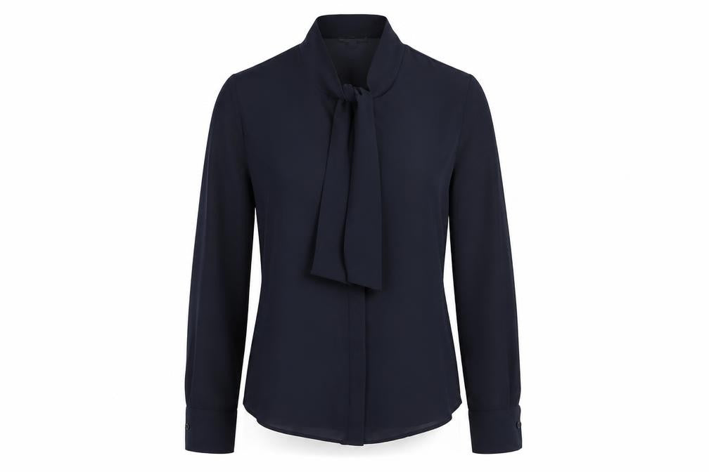 The Uniform Studio Women's Black Chiffon Tie Neck Blouse Size 8