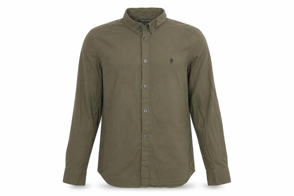 French Connection Men's Green Button-Down Cotton Long Sleeve Shirt Size M