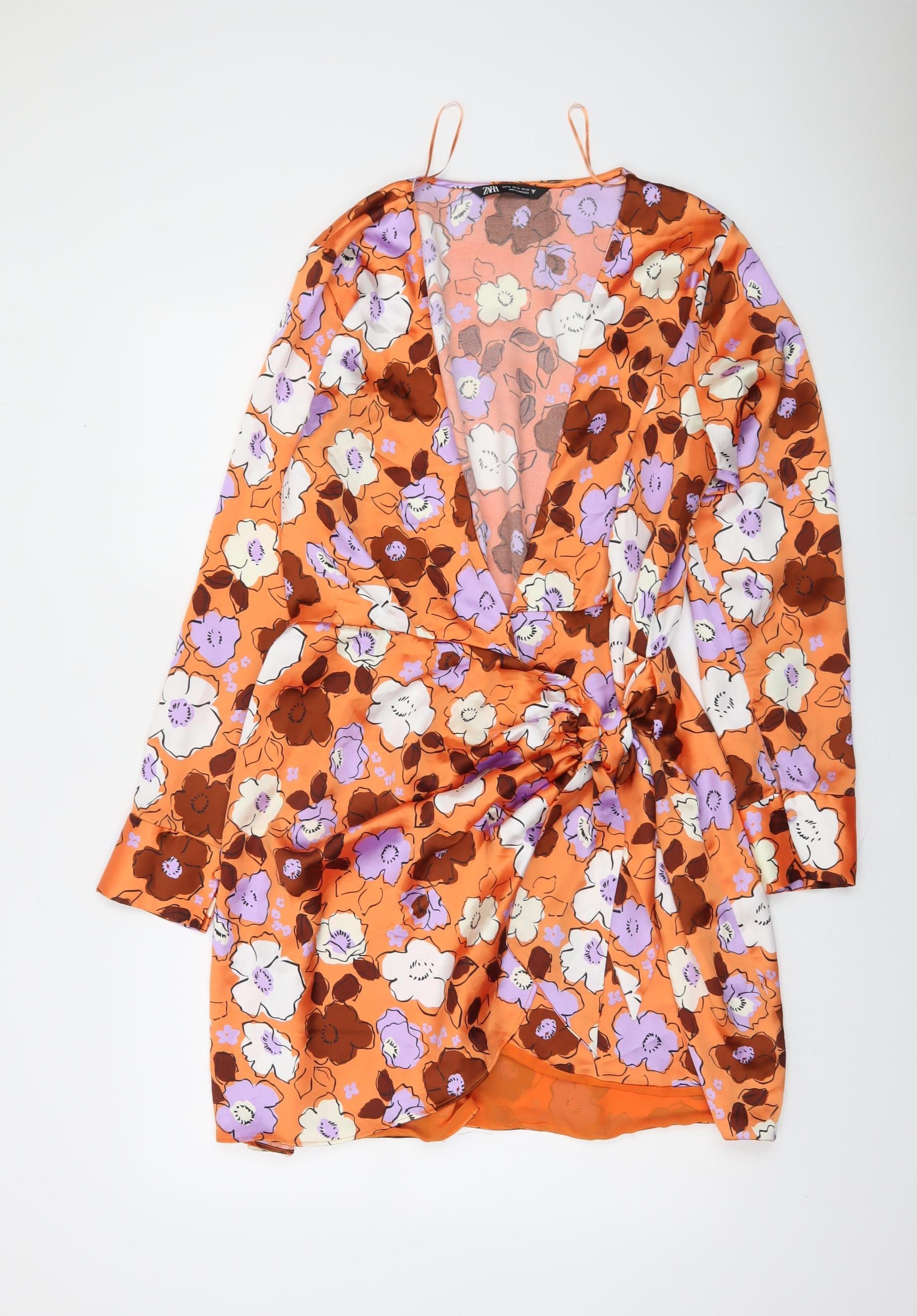 orange wrap dress zara Zara + Wrap Linen Dress