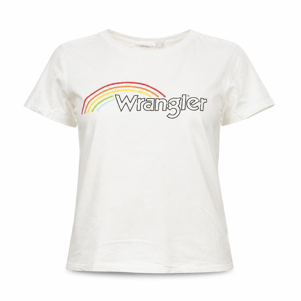 Wrangler Womens White M Basic Cotton Rainbow Print T-Shirt